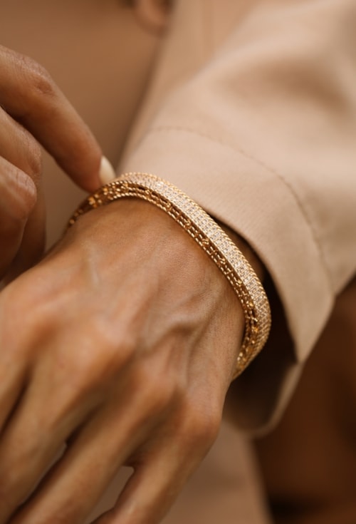 BRACELETE QUADRADO TODO CRAVEJADO 6MM BANHADO OURO PM599-O