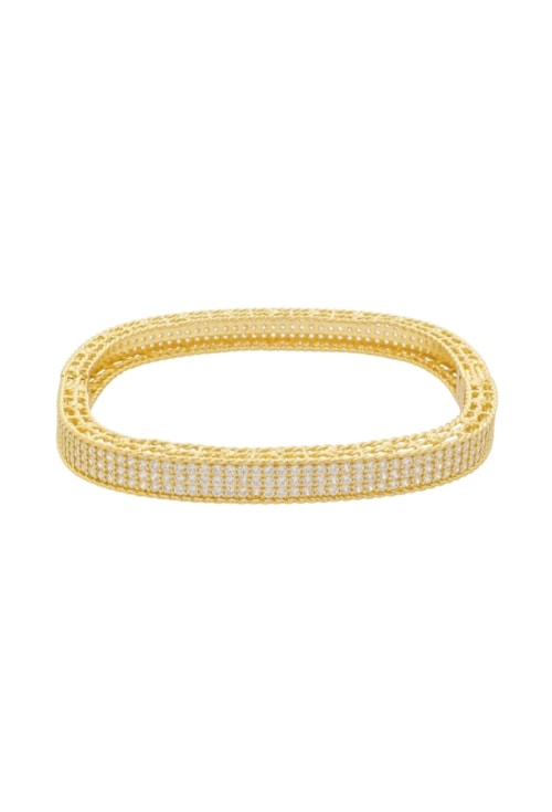 BRACELETE QUADRADO TODO CRAVEJADO 6MM BANHADO OURO PM599-O