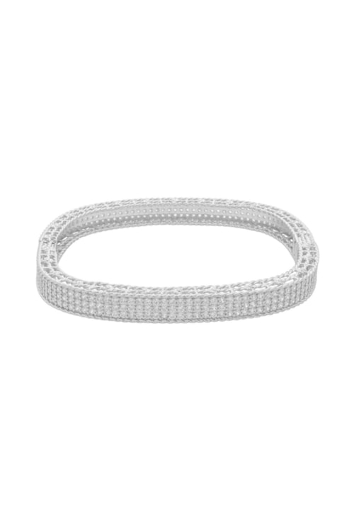 BRACELETE QUADRADO TODO CRAVEJADO 6MM BANHADO RÓDIO PM599-R