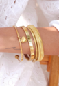 BRACELETE RÍGIDO COM PINGENTE CORAÇÃO EM AÇO INOX DOURADO PM509-AD
