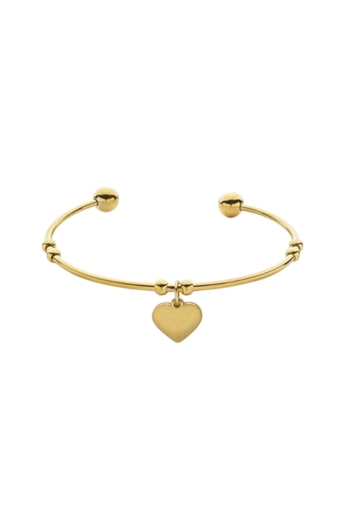 BRACELETE RÍGIDO COM PINGENTE CORAÇÃO EM AÇO INOX DOURADO PM509-AD