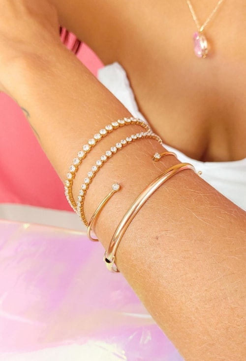 BRACELETE SLIM COM PONTOS DE LUZ CRISTAL PM144-O