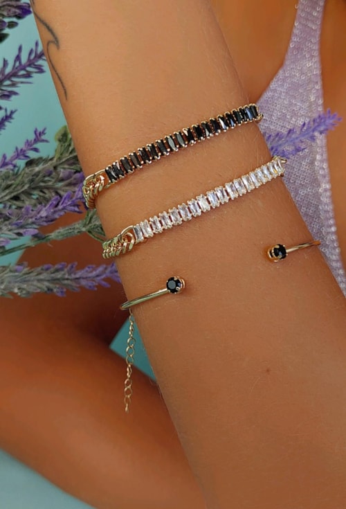 BRACELETE SLIM COM PONTOS DE LUZ ÔNIX PM133-O