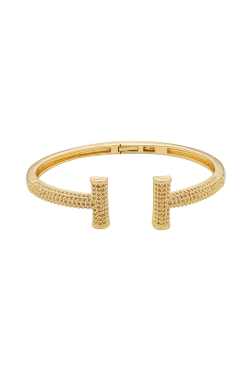 BRACELETE T CRAVEJADO SEMIABERTO BANHO OURO PM561-O