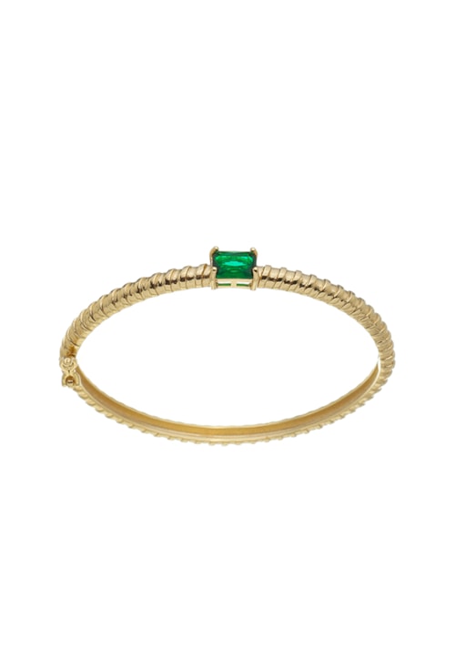 BRACELETE TEXTURIZADO COM CRISTAL ESMERALDA PM199-O BRACELETE TEXTURIZADO COM CRISTAL ESMERALDA PM199-O