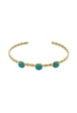 BRACELETE TORCIDO COM PEDRA NATURAL TURQUESA PM449-O