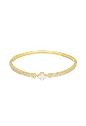 Produto BRACELETE TREVO PEROLADO CRAVEJADO NO OURO PM351-O