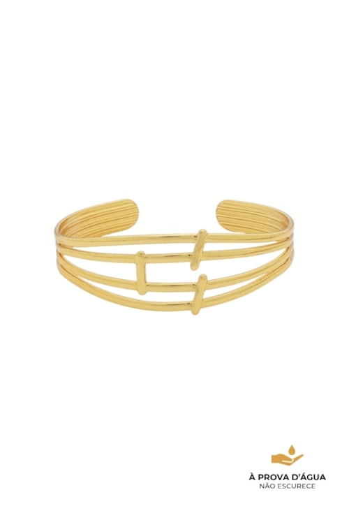 BRACELETE TRIPLO EM AÇO DOURADO PM546-AD