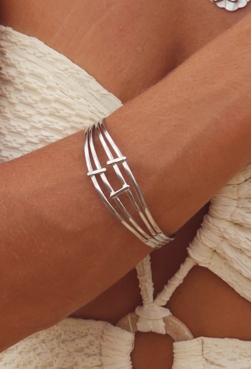 BRACELETE TRIPLO EM AÇO POLIDO PM546-A