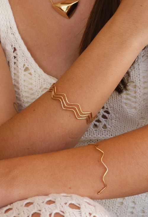 BRACELETE TRIPLO EM ZIG ZAG NO OURO PM386-O