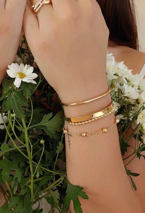 BRACELETE TUBO LISO NO OURO PM086-O