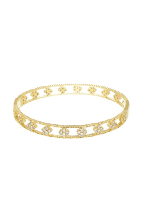 BRACELETE VAZADO DE TREVOS COM ZIRCÔNIA CRISTAL PM353-O BRACELETE VAZADO DE TREVOS COM ZIRCÔNIA CRISTAL PM353-O