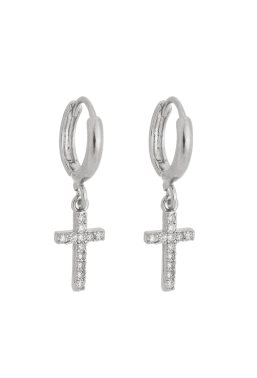 BRINCO ARGOLA CLICK COM CRUZ E ZIRCÔNIAS CRISTAL BM821-R BRINCO ARGOLA CLICK COM CRUZ E ZIRCÔNIAS CRISTAL BM821-R
