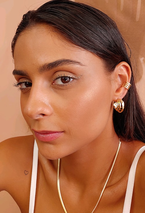 BRINCO ARGOLA COM AROS TEXTURIZADOS NO OURO BM1348-O