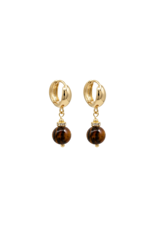 BRINCO ARGOLA COM OLHO DE TIGRE NATURAL BANHADO A OURO BM2309-O