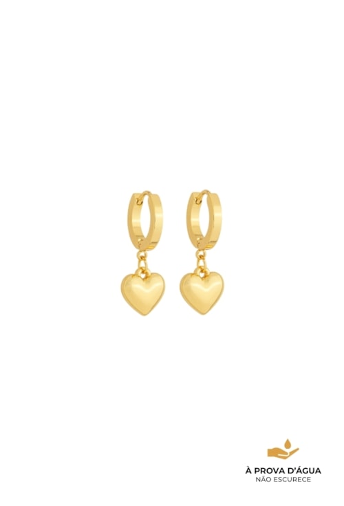 BRINCO ARGOLA COM PINGENTE DE CORAÇÃO AÇO INOX DOURADO BM2167-AD