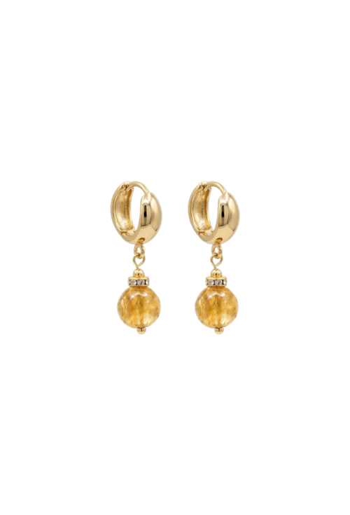 BRINCO ARGOLA COM QUARTZO NATURAL BANHADO A OURO BM2309-O