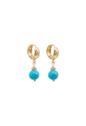 BRINCO ARGOLA COM TURQUESA NATURAL BANHADO A OURO BM2309-O
