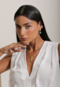 BRINCO ARGOLA COM TURQUESA NATURAL BANHADO A OURO BM2309-O
