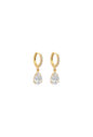 BRINCO ARGOLA COM ZIRCÔNIA GOTA CRISTAL BANHADO A OURO BM2343-O