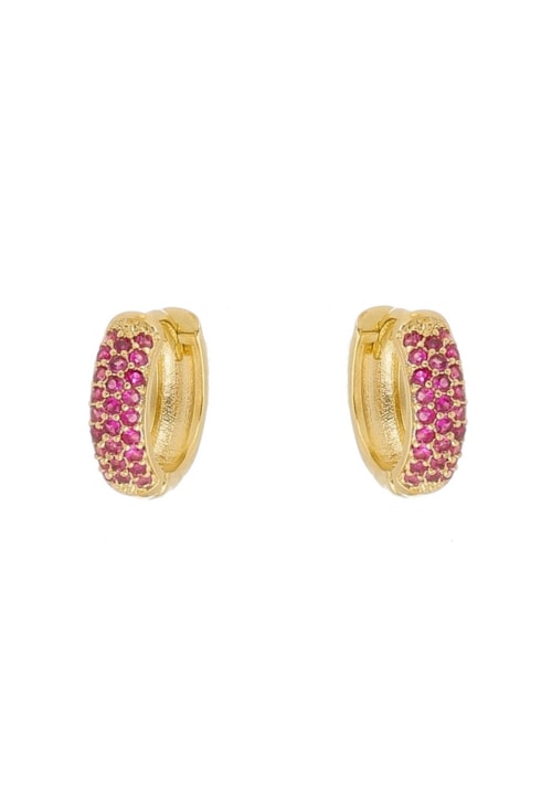 BRINCO ARGOLA COM ZIRCÔNIAS PINK BM739-O