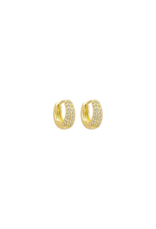 BRINCO ARGOLA CRAVEJADA 3 VOLTAS 14MM BANHADO A OURO BM2262-O