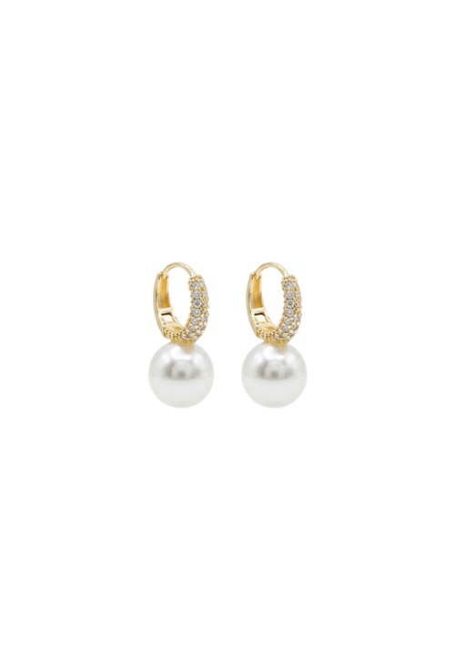 BRINCO ARGOLA CRAVEJADO COM PÉROLA SHELL BANHADO A OURO BM2297-O