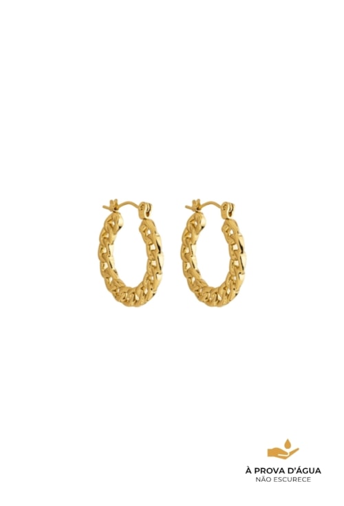 BRINCO ARGOLA ELOS EM AÇO DOURADO INOX BM2065-A