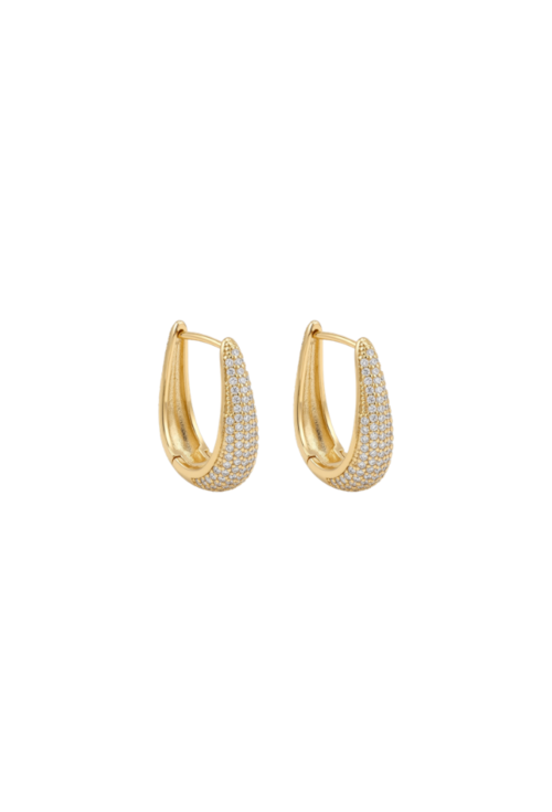 BRINCO ARGOLA GOTA CRAVEJADO COM PEDRAS LAPIDADAS BANHADO A OURO BM2282-O