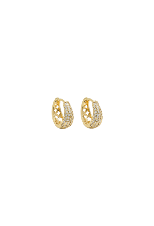 BRINCO ARGOLA GOTA CRAVEJADO COM PEDRAS LAPIDADAS BANHADO A OURO BM2294-O