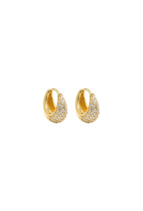 BRINCO ARGOLA GOTA CRAVEJADO COM PEDRAS LAPIDADAS BANHADO A OURO BM2295-O