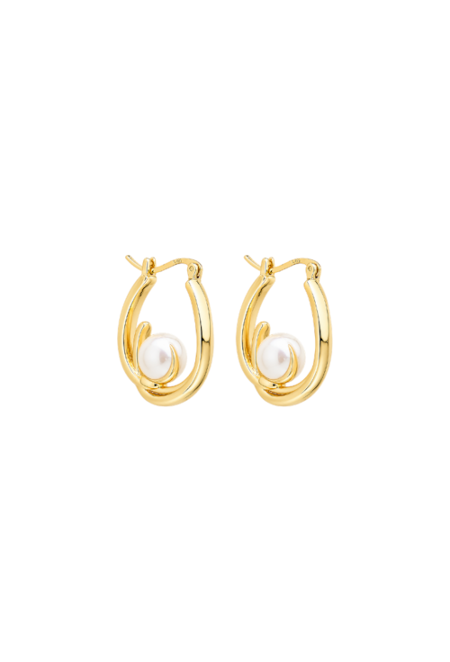 BRINCO ARGOLA OVAL COM PÉROLA BANHADO A OURO BM2241-O