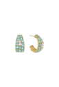 BRINCO ARGOLA OVAL CRAVEJADA CRISTAL E AZUL PARAÍBA BANHADO A OURO 18K BM2367-O