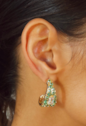 BRINCO ARGOLA OVAL CRAVEJADA CRISTAL E TURMALINA BANHADO A OURO 18K BM2367-O