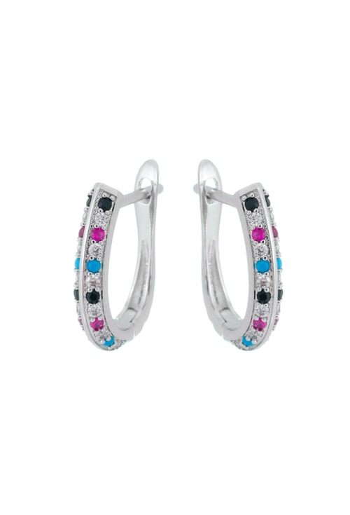 BRINCO ARGOLA OVAL CRAVEJADO COLORS BM919-R