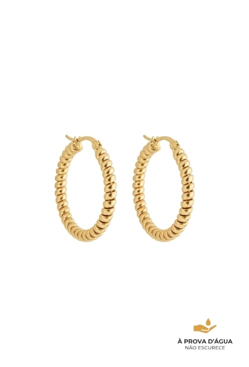 BRINCO ARGOLA TORCIDA AÇO INOX DOURADO BM2037-AD