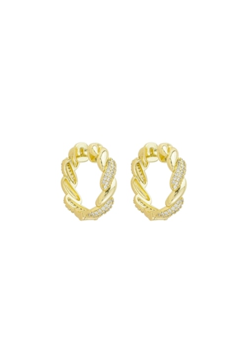 BRINCO ARGOLA TORCIDA CRAVEJADA 7X25MM BANHADO A OURO BM2255-O