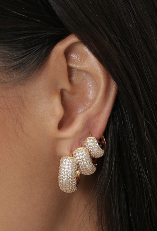 BRINCO ARGOLA TRIO CRAVEJADO OURO BM2196-O