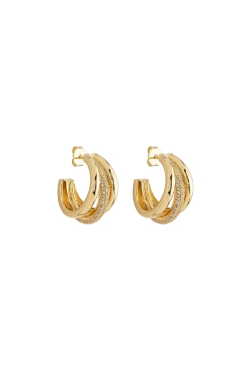 BRINCO ARGOLA TRIPLA CRAVEJADA EM OURO BM2067-O