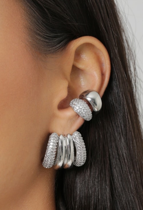 BRINCO ARGOLA TRIPLA CRAVEJADA RÓDIO BM2214-R