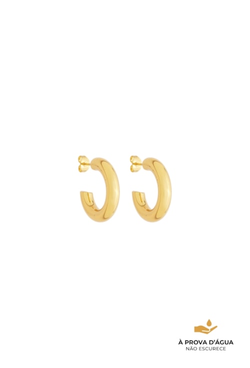 BRINCO ARGOLA TUBO MÉDIA EM AÇO DOURADO BM2103-AD