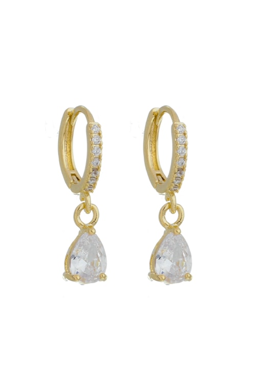 BRINCO ARGOLINHA CRAVEJADA E GOTA DE ZIRCÔNIA BM1380-O