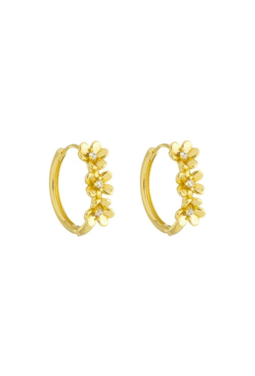 BRINCO ARGOLINHA DE FLORES COM ZIRCÔNIA BM1599-O BRINCO ARGOLINHA DE FLORES COM ZIRCÔNIA BM1599-O