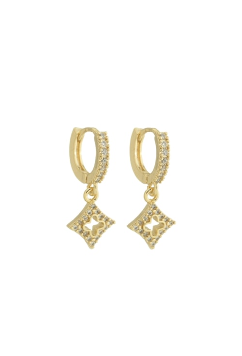 BRINCO ARGOLINHA DE TREVO CRAVEJADO NO OURO BM1676-O BRINCO ARGOLINHA DE TREVO CRAVEJADO NO OURO BM1676-O