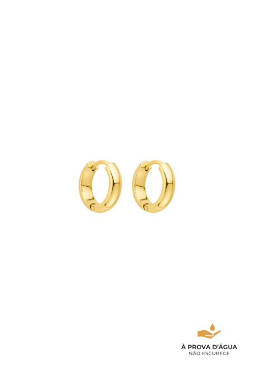 BRINCO ARGOLINHA REDONDA LISA EM AÇO INOX DOURADO BM2277-AD
