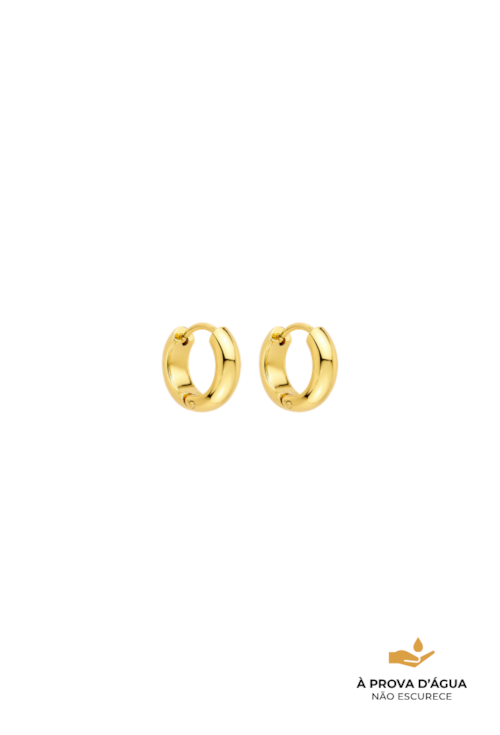 BRINCO ARGOLINHA REDONDA LISA EM AÇO INOX DOURADO BM2278-AD