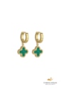 BRINCO ARGOLINHA TREVO MALAQUITA INOX DOURADO BM2010-AD