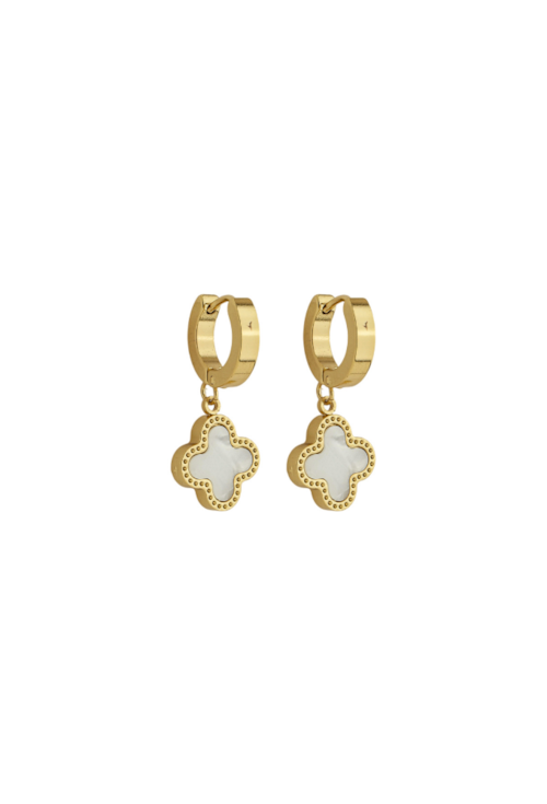 BRINCO ARGOLINHA TREVO PEROLADO INOX DOURADO BM2010-O