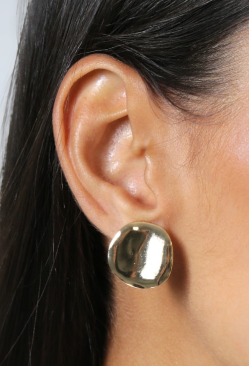 BRINCO BOTÃO ORGÂNICO POLIDO OURO BM2166-O