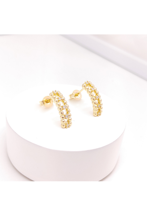 BRINCO COM MINI BOLINHAS E ZIRCÔNIA NO OURO BM505-O BRINCO COM MINI BOLINHAS E ZIRCÔNIA NO OURO BM505-O